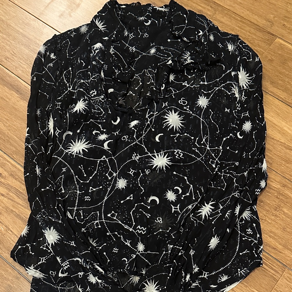 Black Constellation Pattern Blouse - image 1